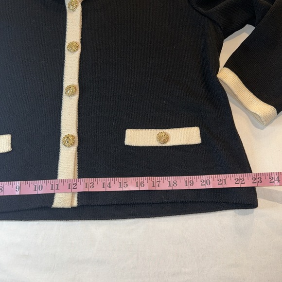 VTG St. John Collection By Marie Gray- Size 14- Black Knit Jacket Black/Gold - Picture 6 of 8